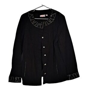 New Quacker Factory Black Jean jacket studded Large